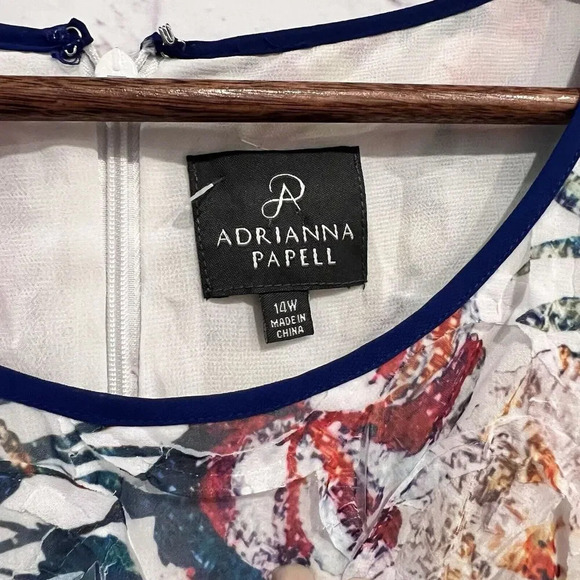 Adrianna Papell Floral Print‎ Asymmetrical Fit & Flare Dress Size 14W Sleeveless - Picture 4 of 12